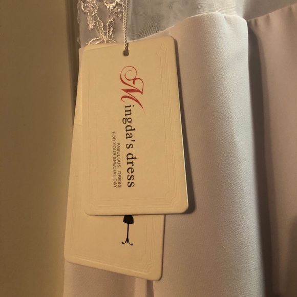 High Neck Satin Lace Sleeveless Sweep Train Gown - Picture 8 of 8